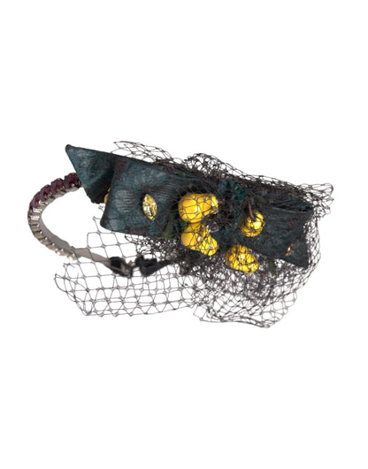  - Black Lemons Sicily Purple Crystal Net Headband Diadem