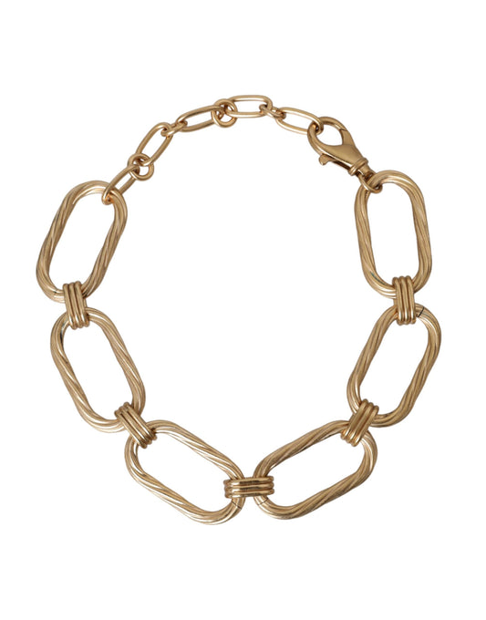  - Gold Tone Brass Large Link Chain Jewelry Necklace