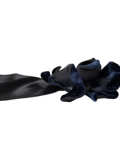  - Black Silk Gold Brass Floral Hair Pin Brooch