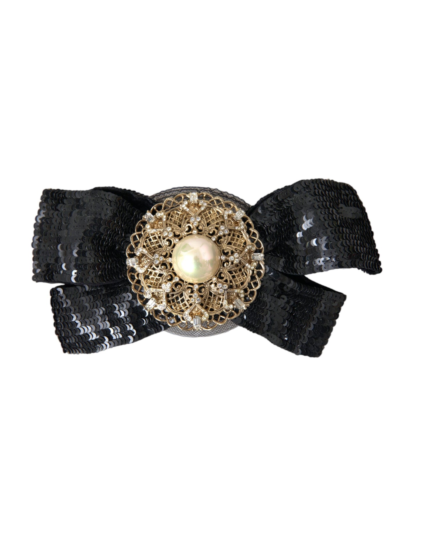  - Black Sequin Pearl Handmade Brooch Hair Pin