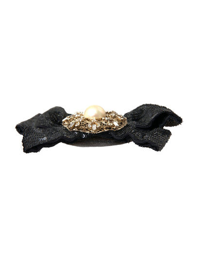  - Black Sequin Pearl Handmade Brooch Hair Pin