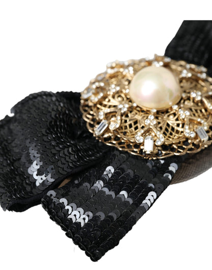  - Black Sequin Pearl Handmade Brooch Hair Pin