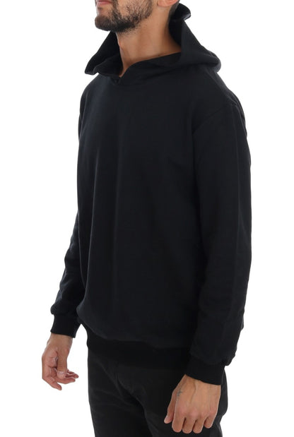  - Elegant Black Cotton Hooded Sweater