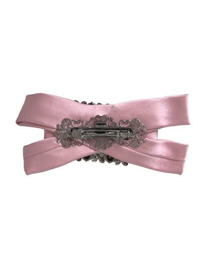  - Pink Satin Crystal Jewelry Brooch Hair Pin