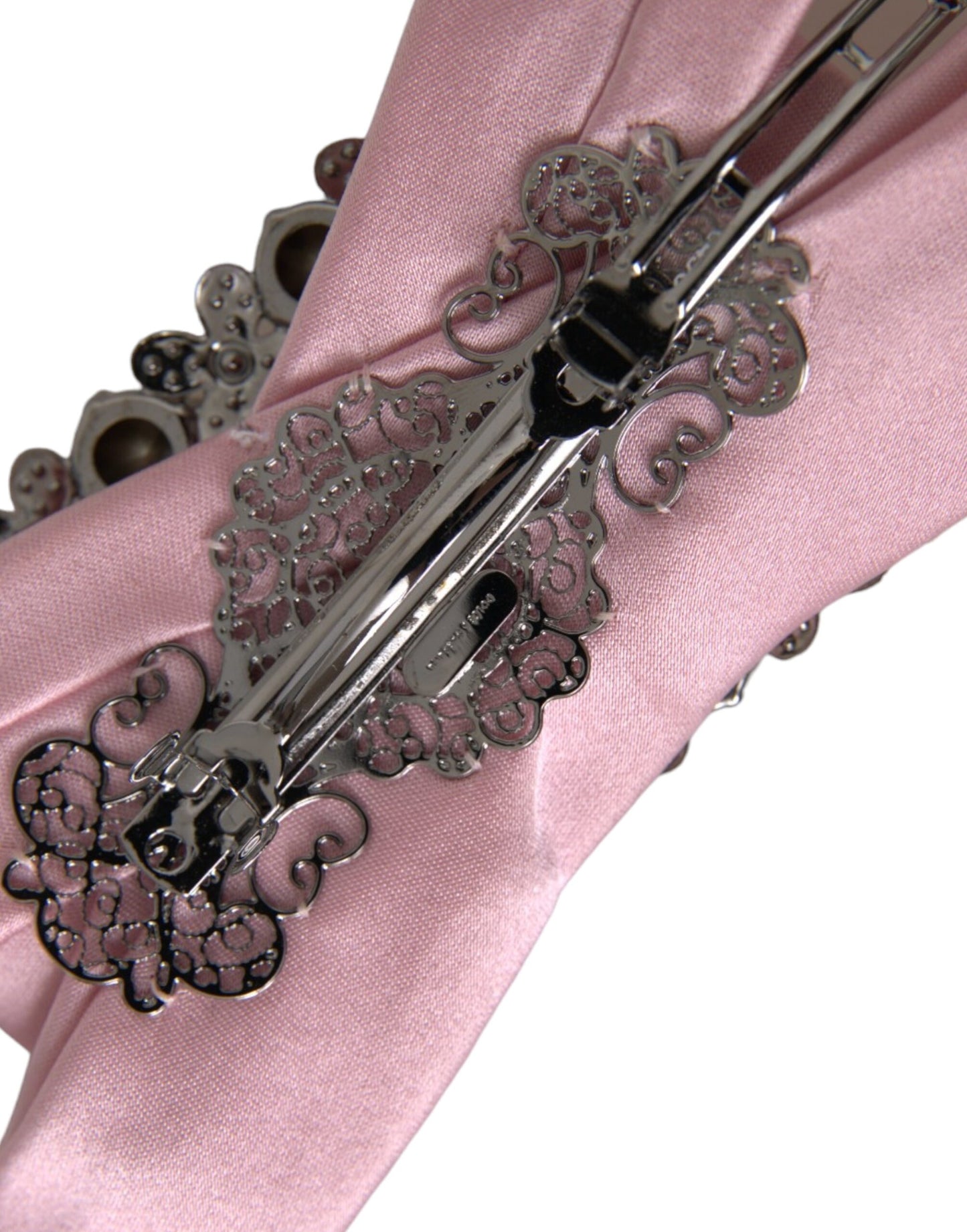  - Pink Satin Crystal Jewelry Brooch Hair Pin