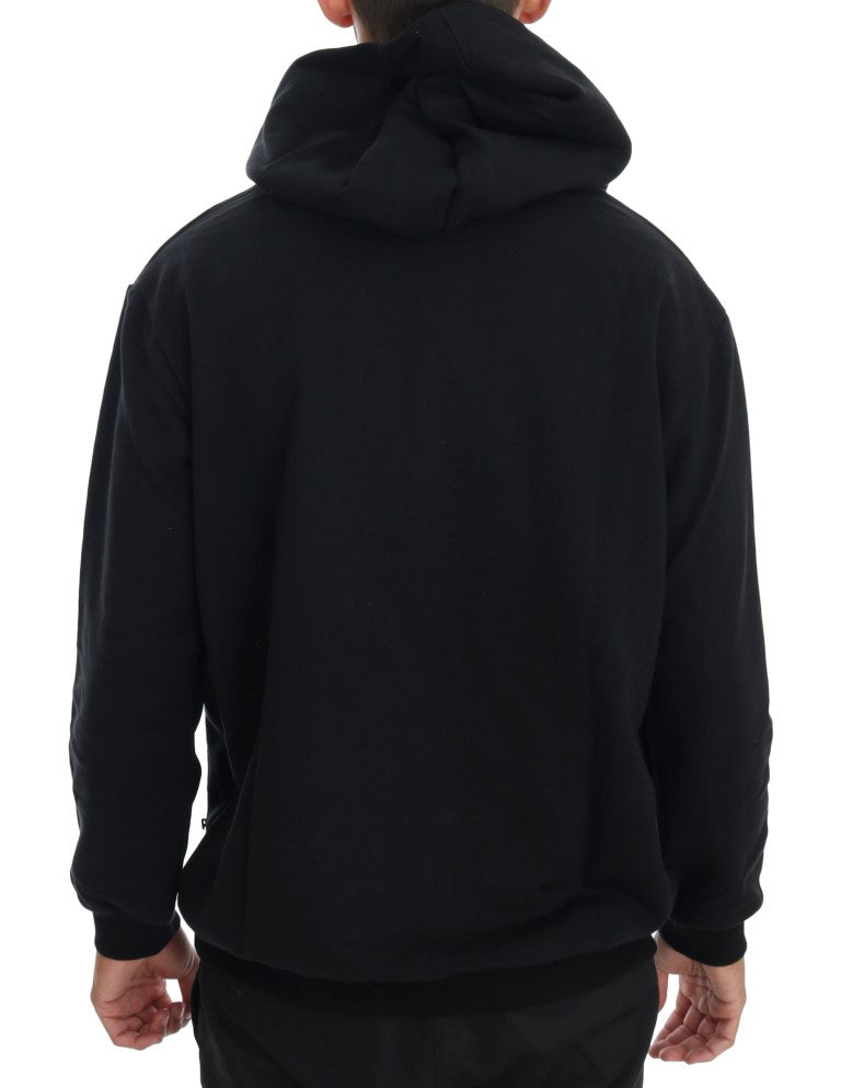  - Elegant Black Cotton Hooded Sweater