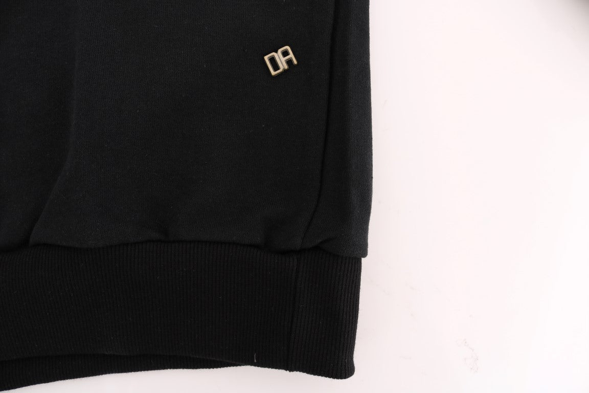  - Elegant Black Cotton Hooded Sweater