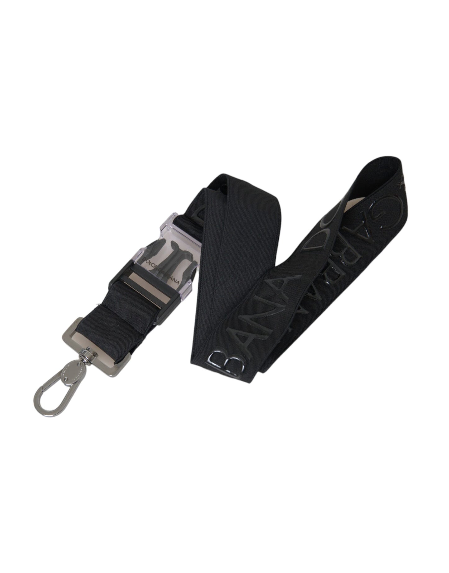  - Black Polyester Stretch Logo Print Bag Shoulder Strap