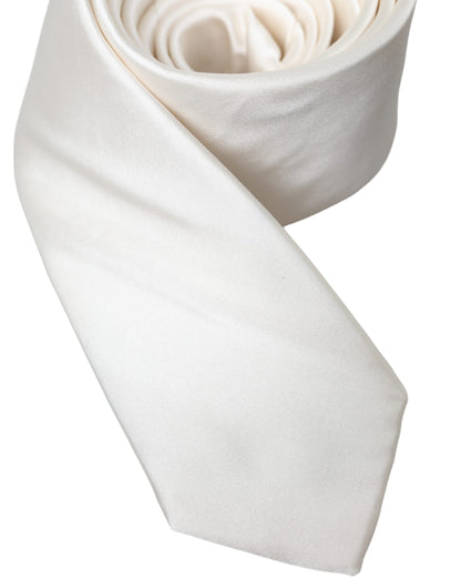  - White Solid 100% Silk Adjustable Tie