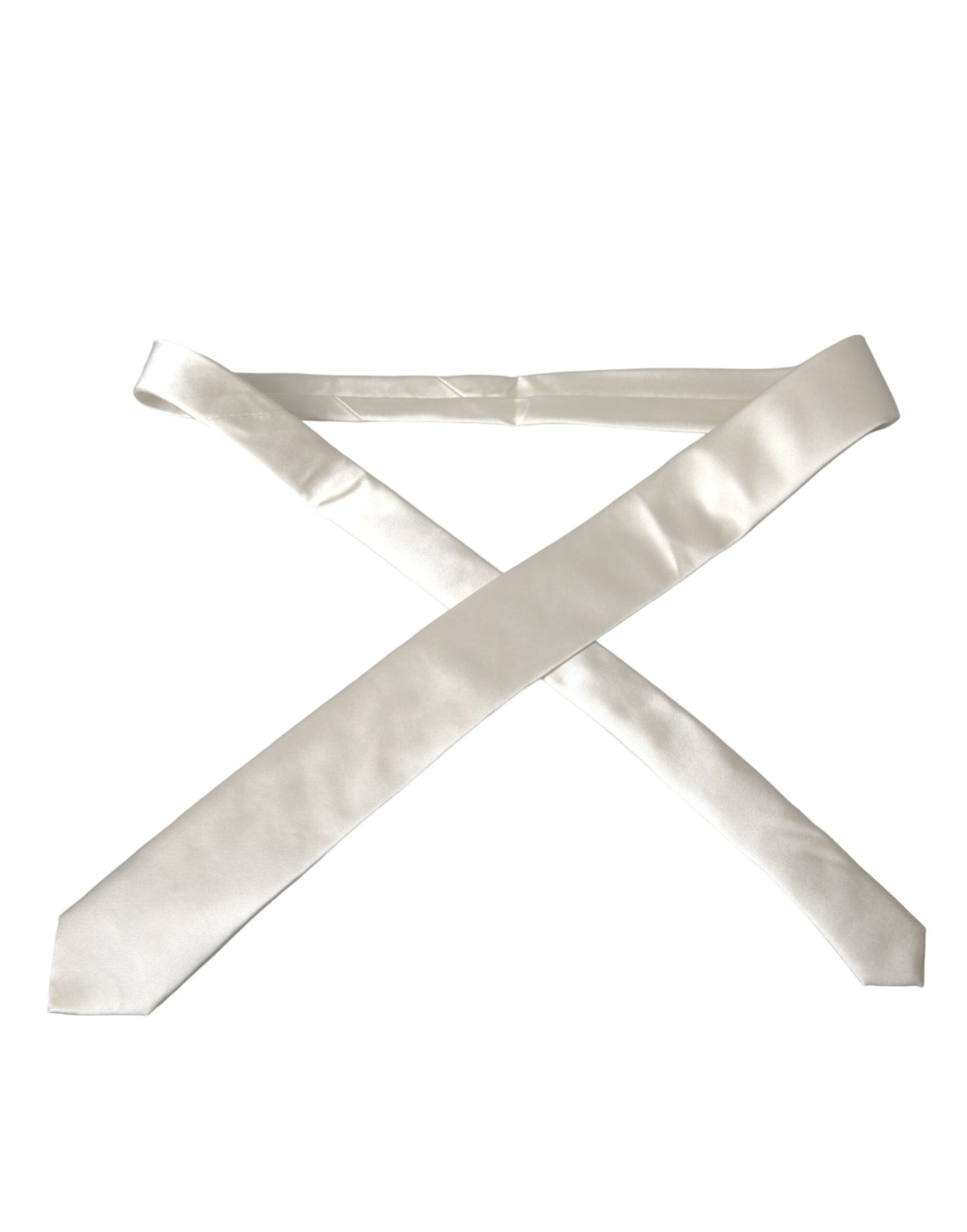  - White Solid 100% Silk Adjustable Tie