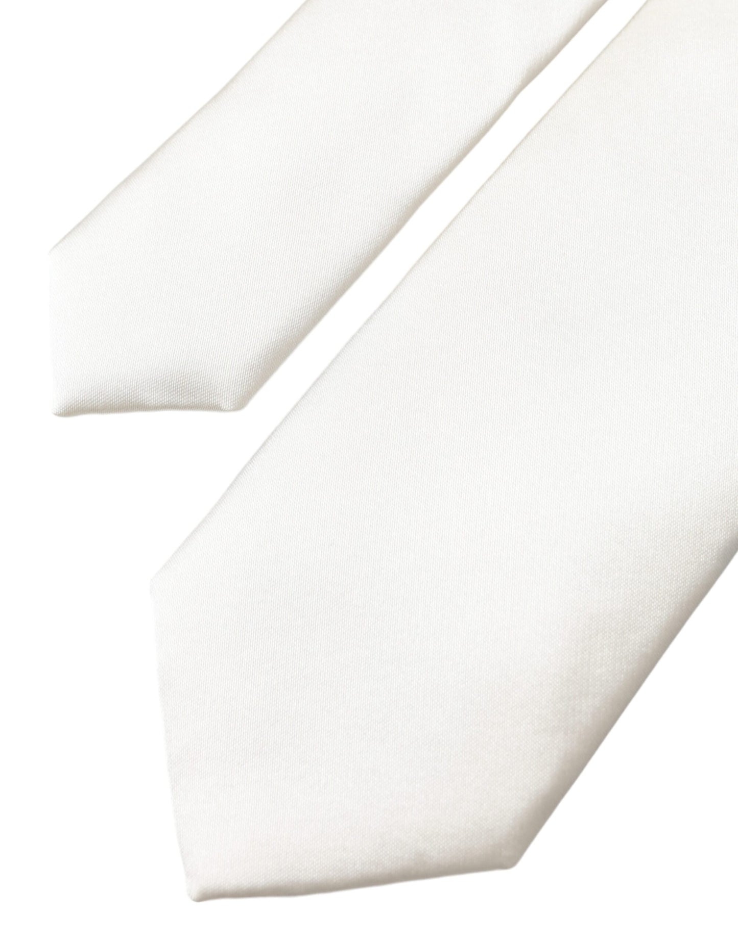  - White Solid 100% Silk Adjustable Tie