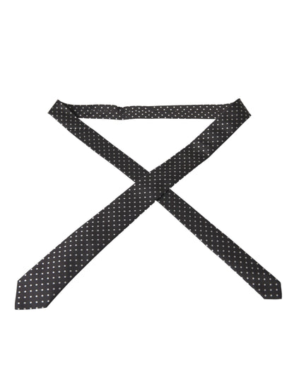  - Black White Polka Dots 100% Silk Necktie Face Mask