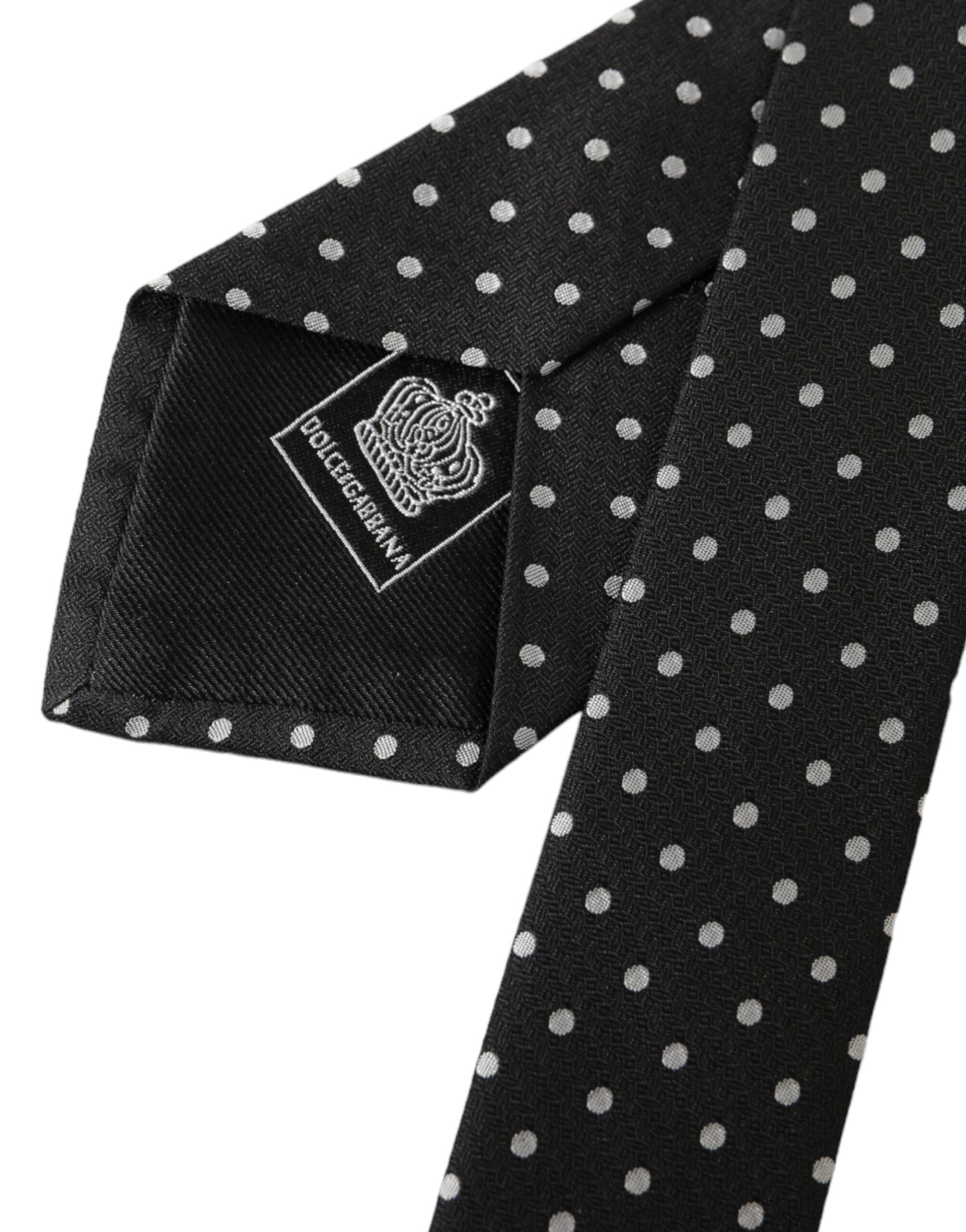  - Black White Polka Dots 100% Silk Necktie Face Mask