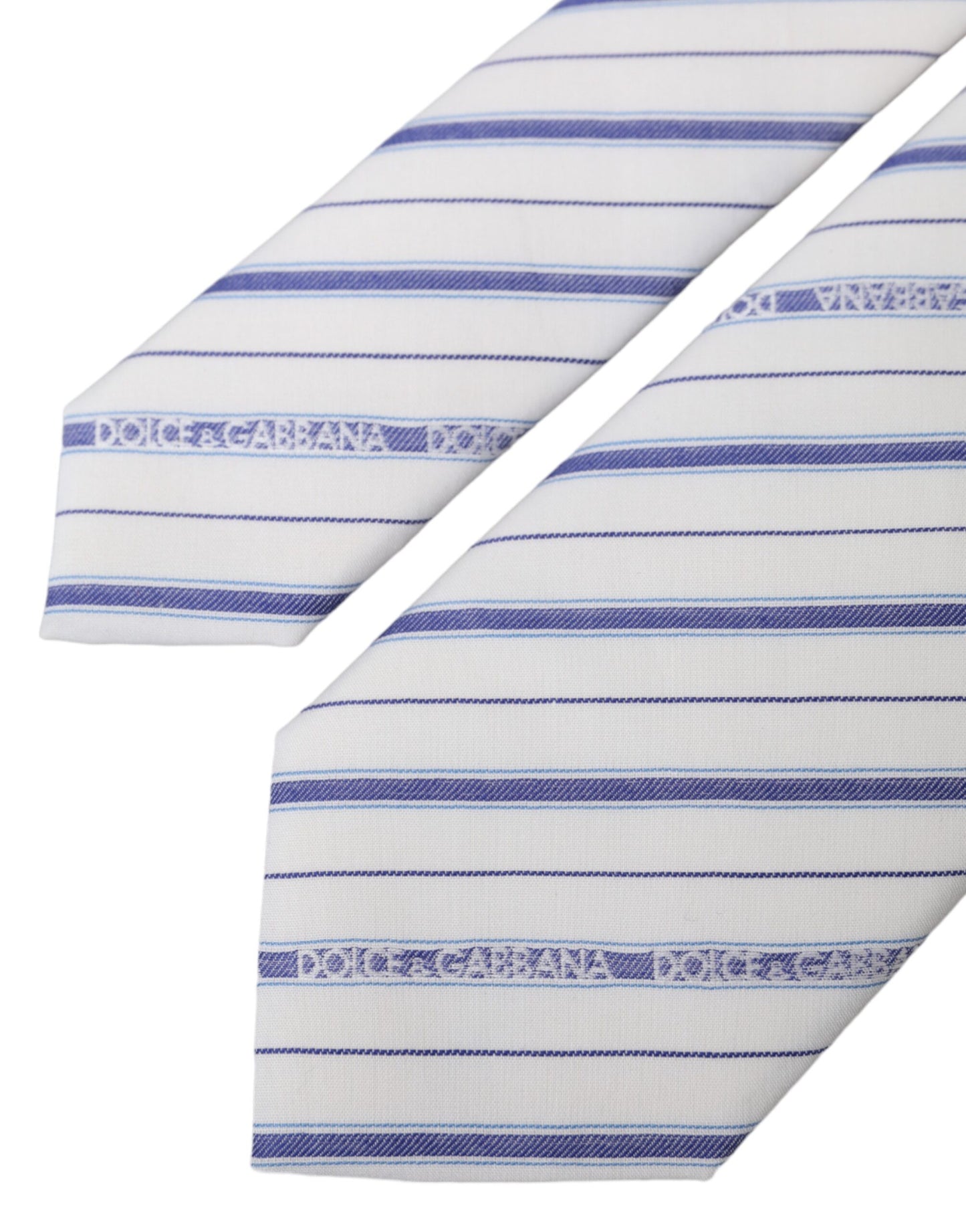  - White Blue Stripes Silk Adjustable Tie