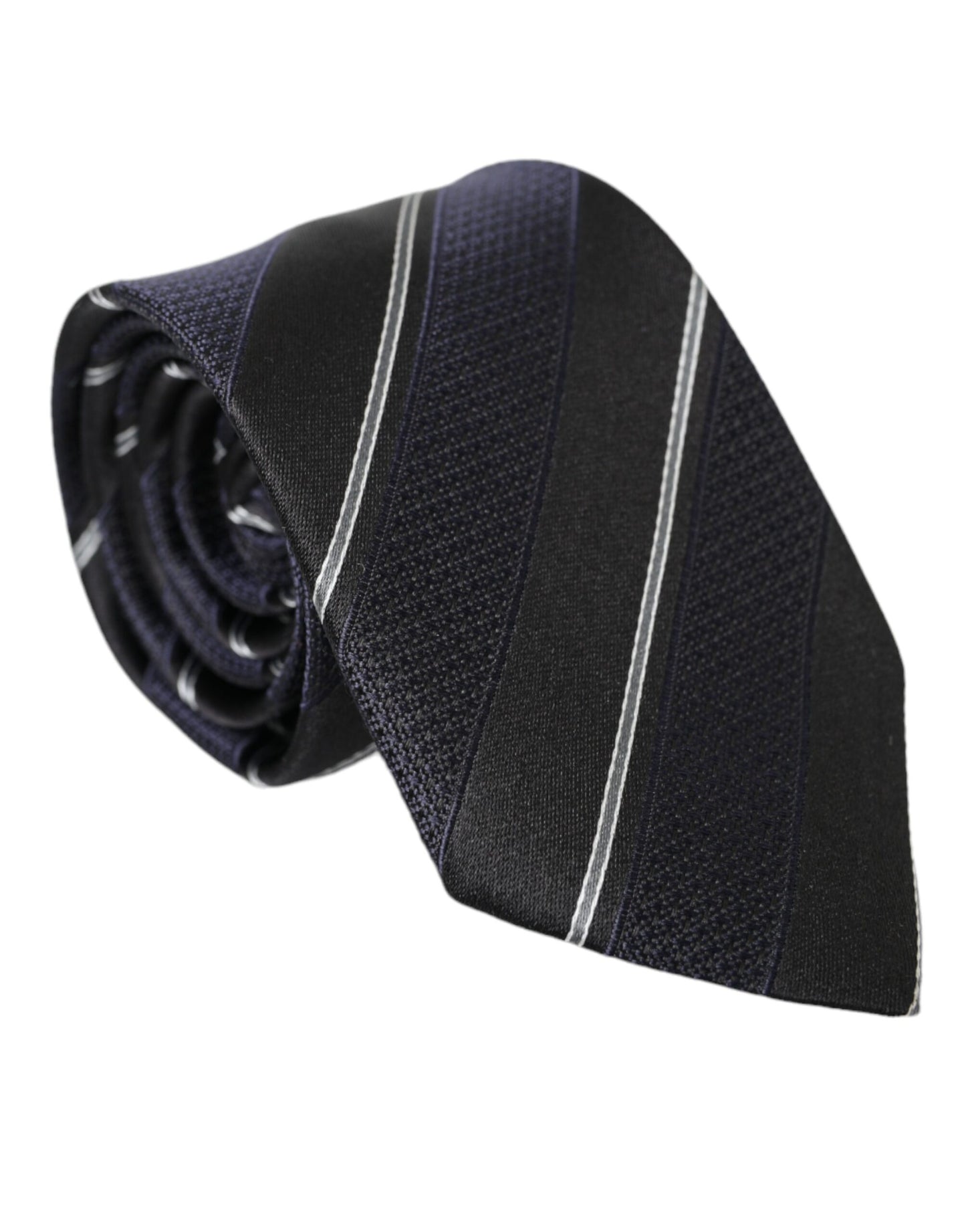  - Black White Stripes Silk Adjustable Tie