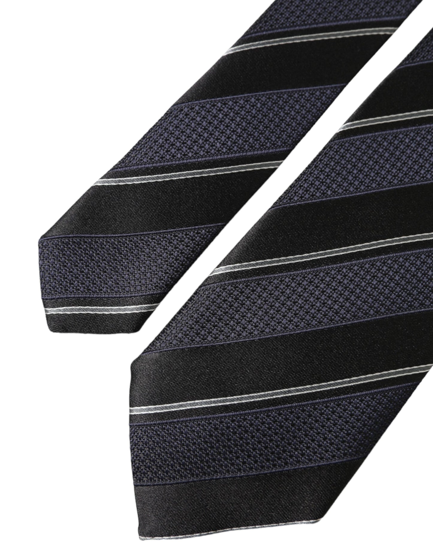  - Black White Stripes Silk Adjustable Tie