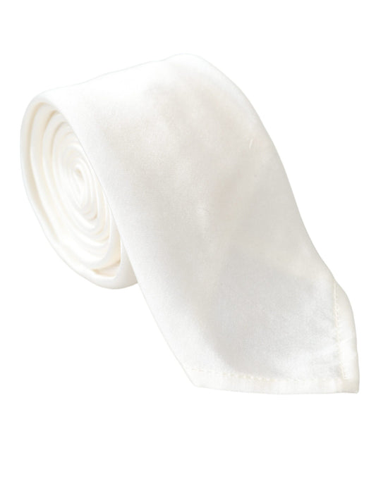  - White Silk Blend Adjustable Tie Men