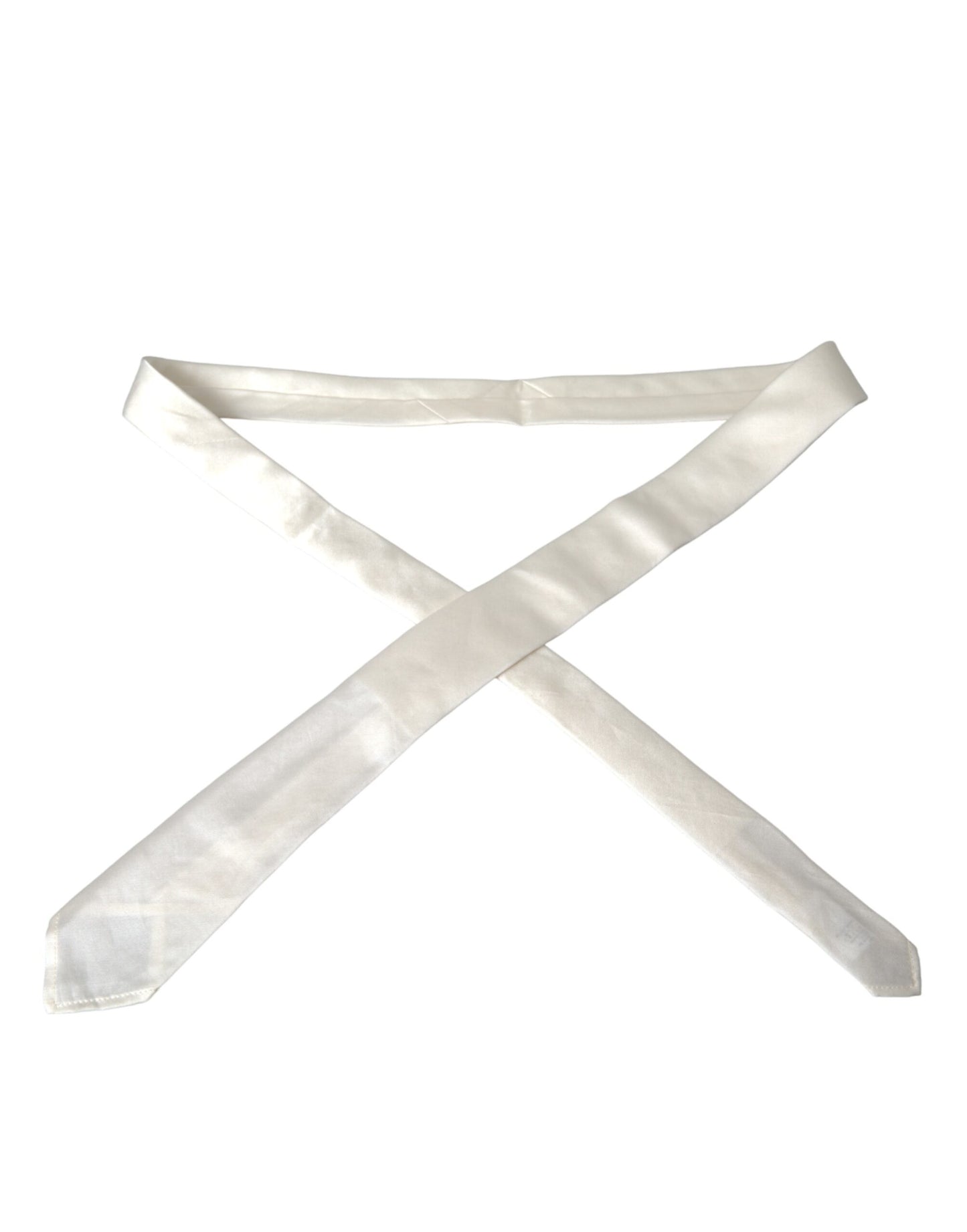  - White Silk Blend Adjustable Tie Men