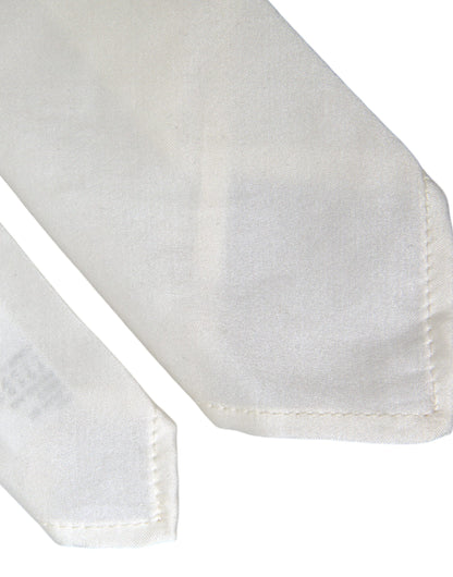  - White Silk Blend Adjustable Tie Men