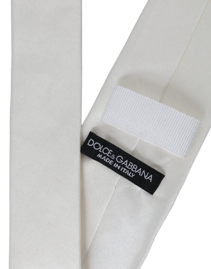  - White Silk Blend Adjustable Tie Men