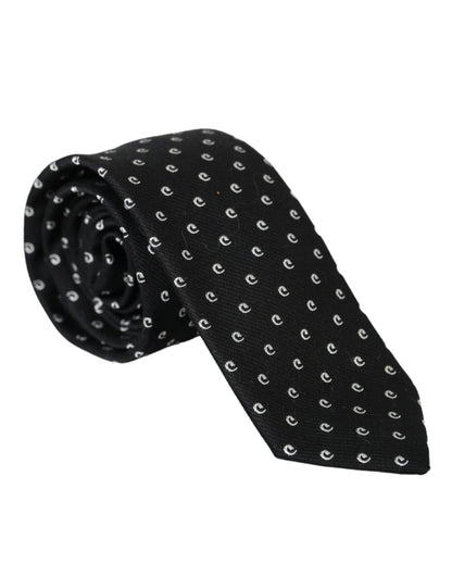  - Black Logo Cotton Blend Adjustable Tie