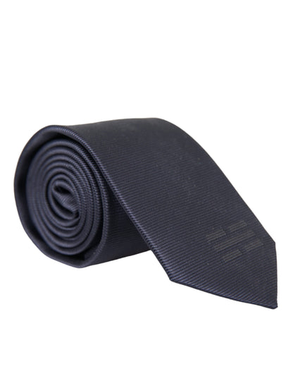  - Blue Solid Silk Adjustable Tie Men