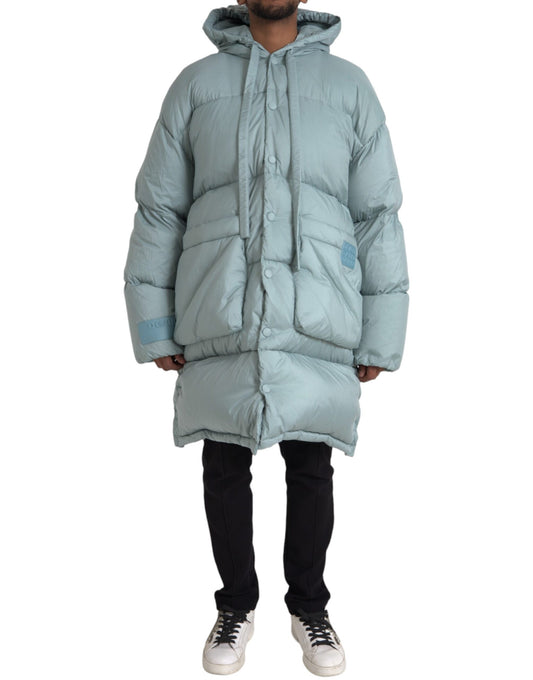 Light Blue Quilted Hooded Puffer Jacket Men - The Luxe Alliance