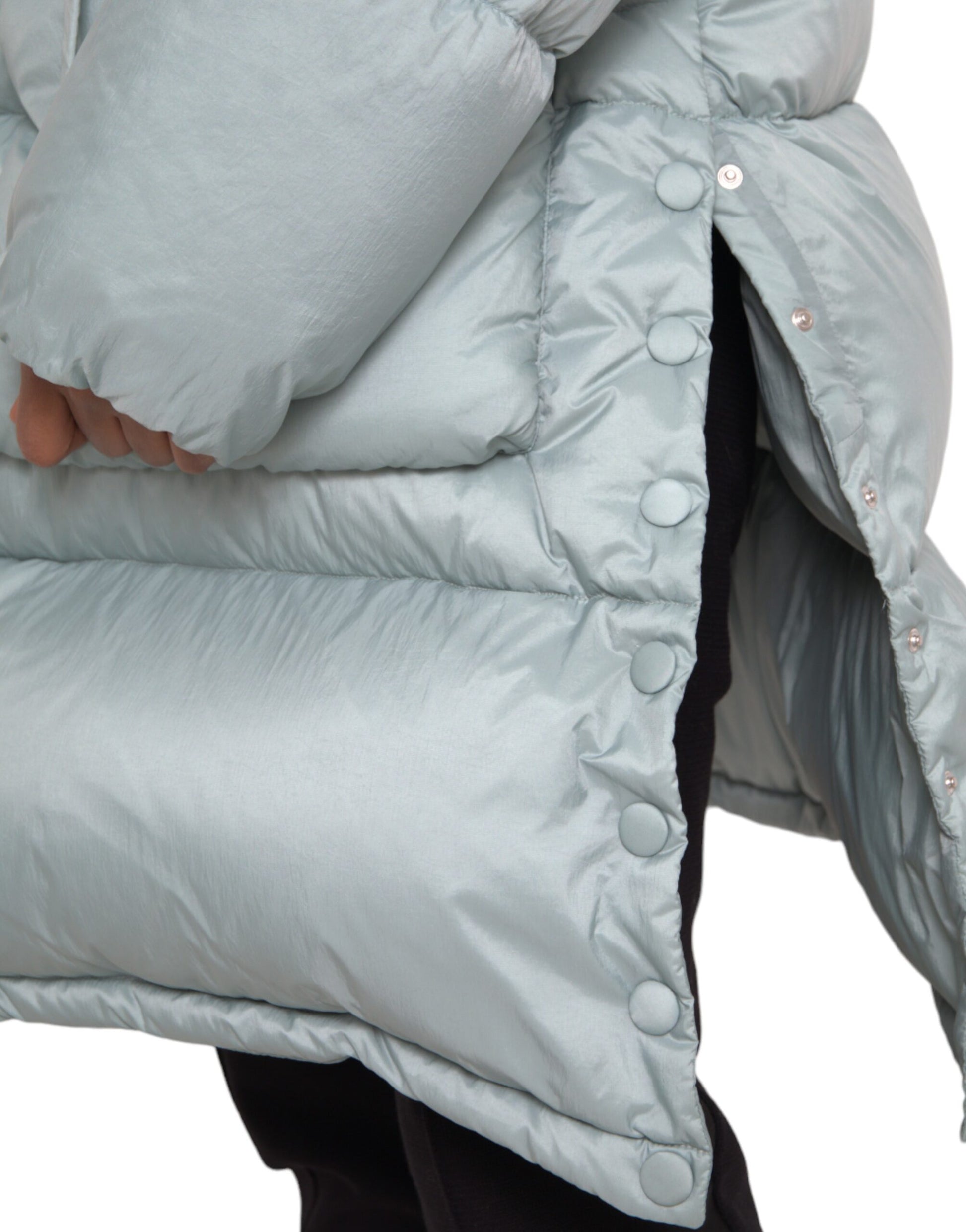 Light Blue Quilted Hooded Puffer Jacket by Dolce & Gabbana