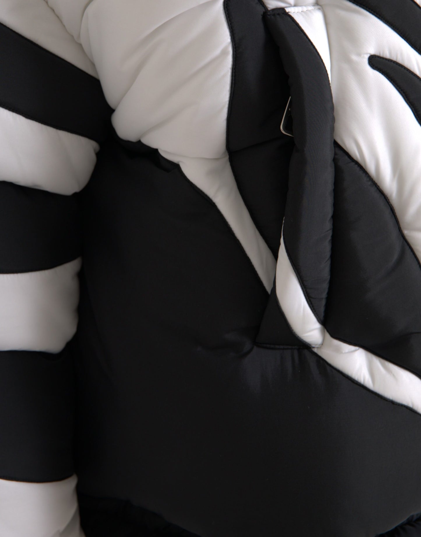 Black White Stripes Hooded Puffer Jacket - The Luxe Alliance