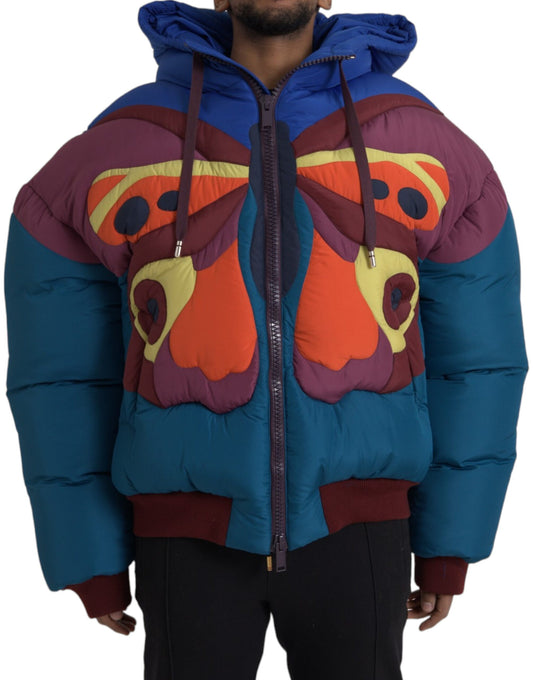 Multicolor Butterfly Hooded Puffer Jacket - The Luxe Alliance