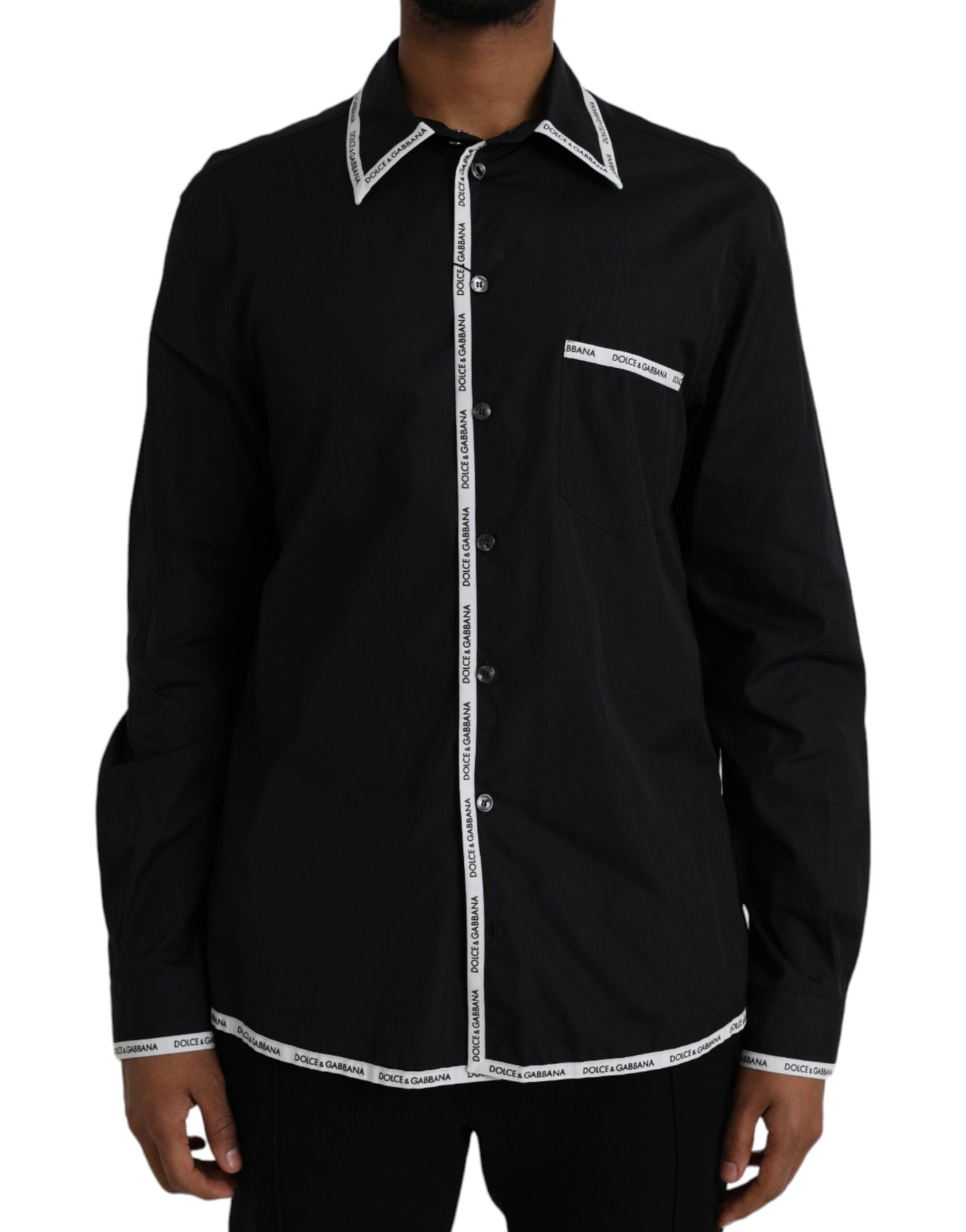 Black Collared Long Sleeve Cotton Casual Shirt - The Luxe Alliance