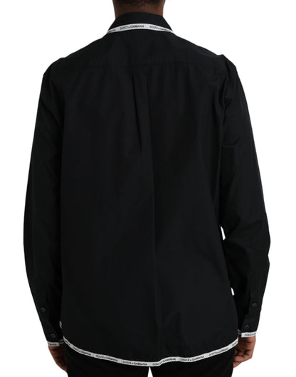 Black Collared Long Sleeve Cotton Casual Shirt - The Luxe Alliance