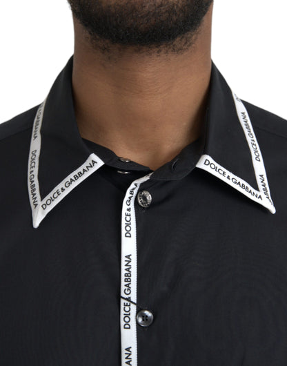 Black Collared Long Sleeve Cotton Casual Shirt - The Luxe Alliance