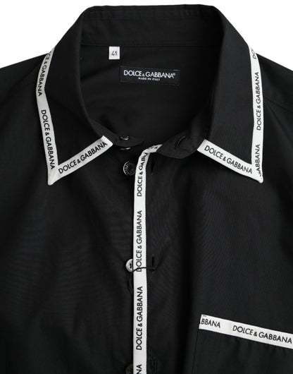 Black Collared Long Sleeve Cotton Casual Shirt - The Luxe Alliance