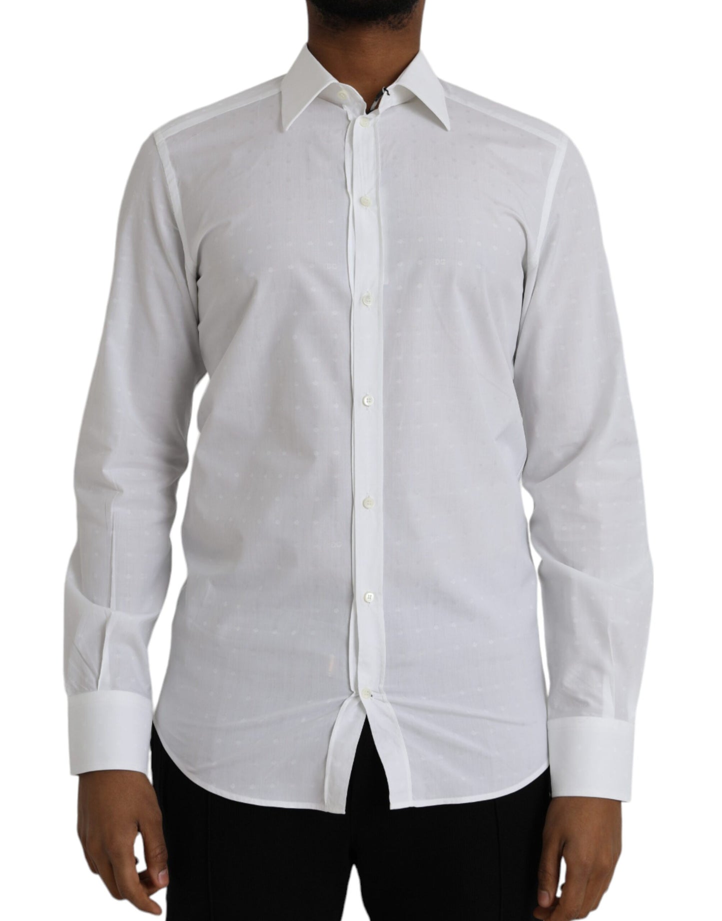 White Logo Cotton Men Dress GOLD Shirt - The Luxe Alliance