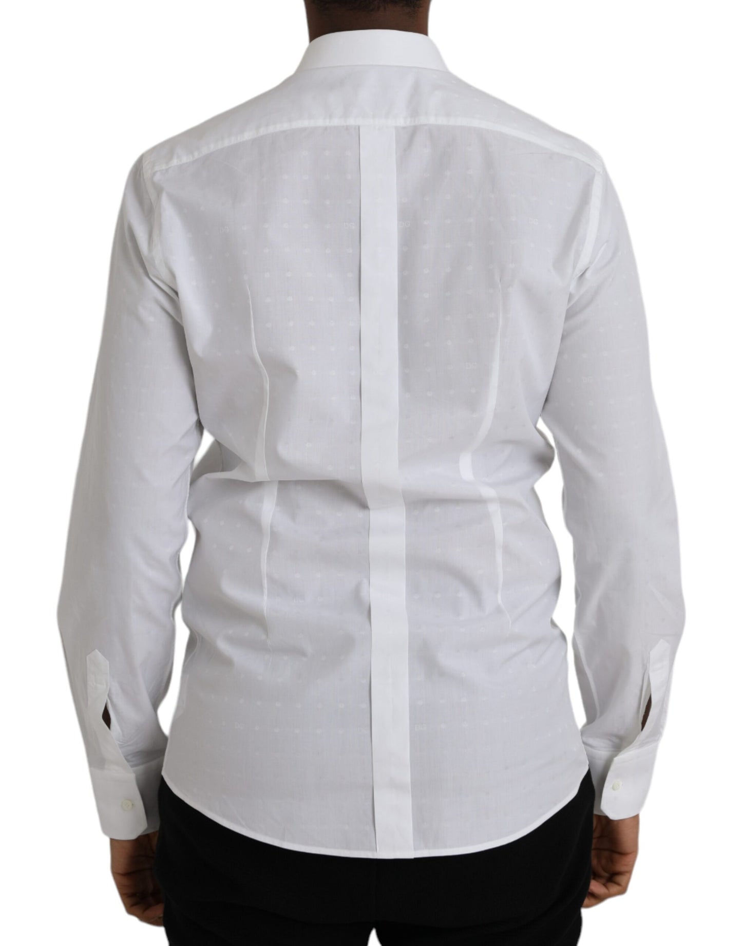 White Logo Cotton Men Dress GOLD Shirt - The Luxe Alliance