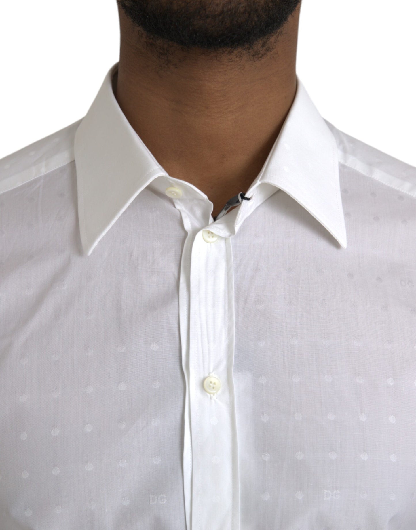 White Logo Cotton Men Dress GOLD Shirt - The Luxe Alliance