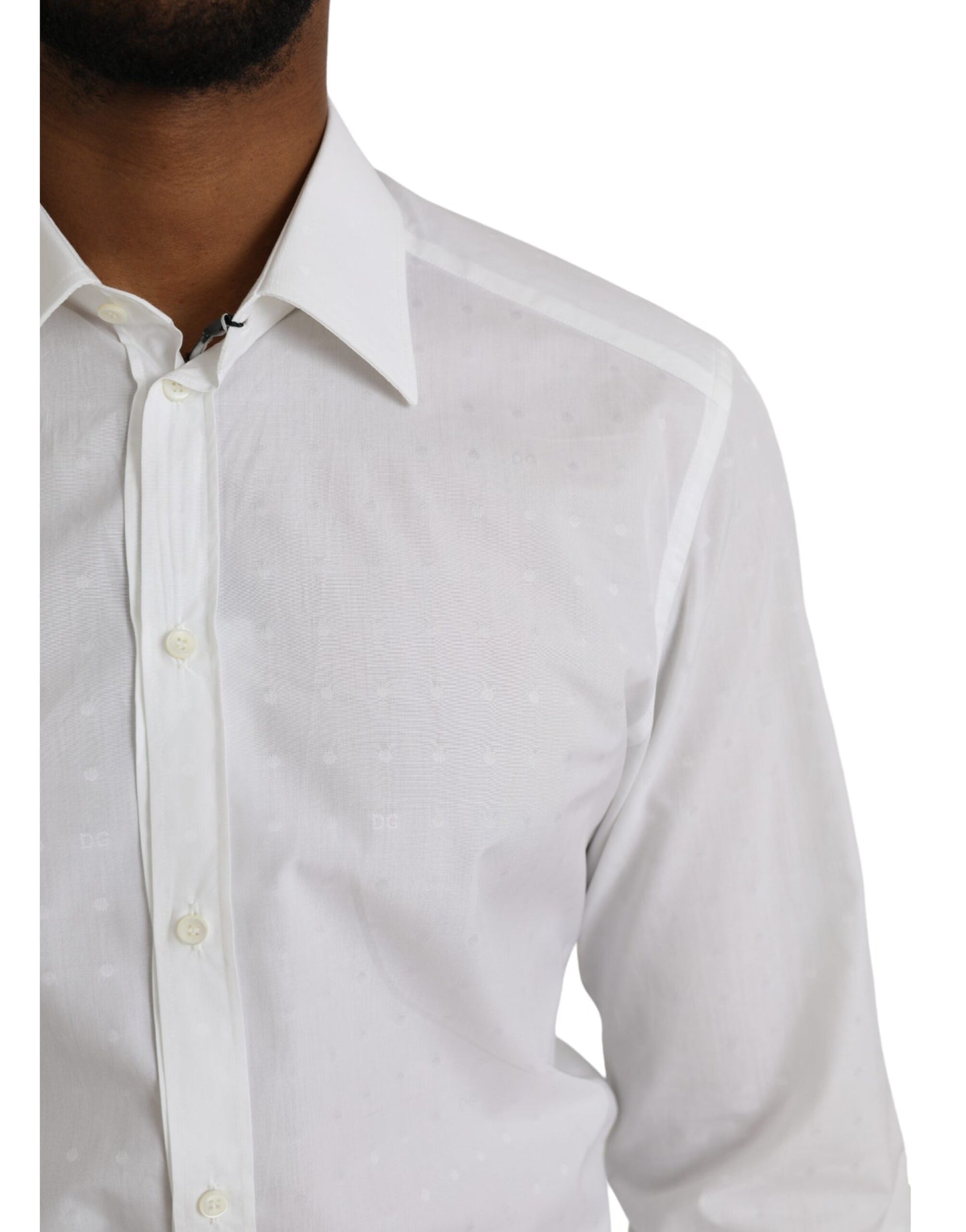 White Logo Cotton Men Dress GOLD Shirt - The Luxe Alliance