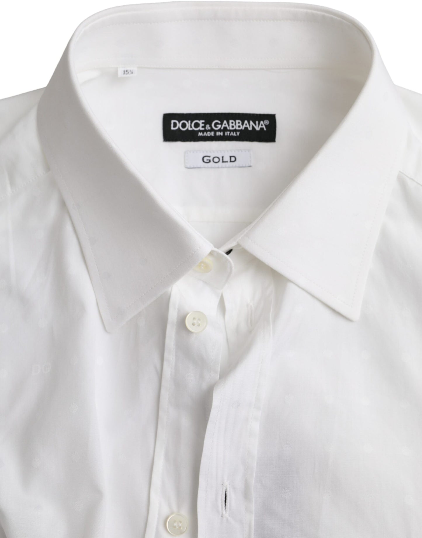 White Logo Cotton Men Dress GOLD Shirt - The Luxe Alliance