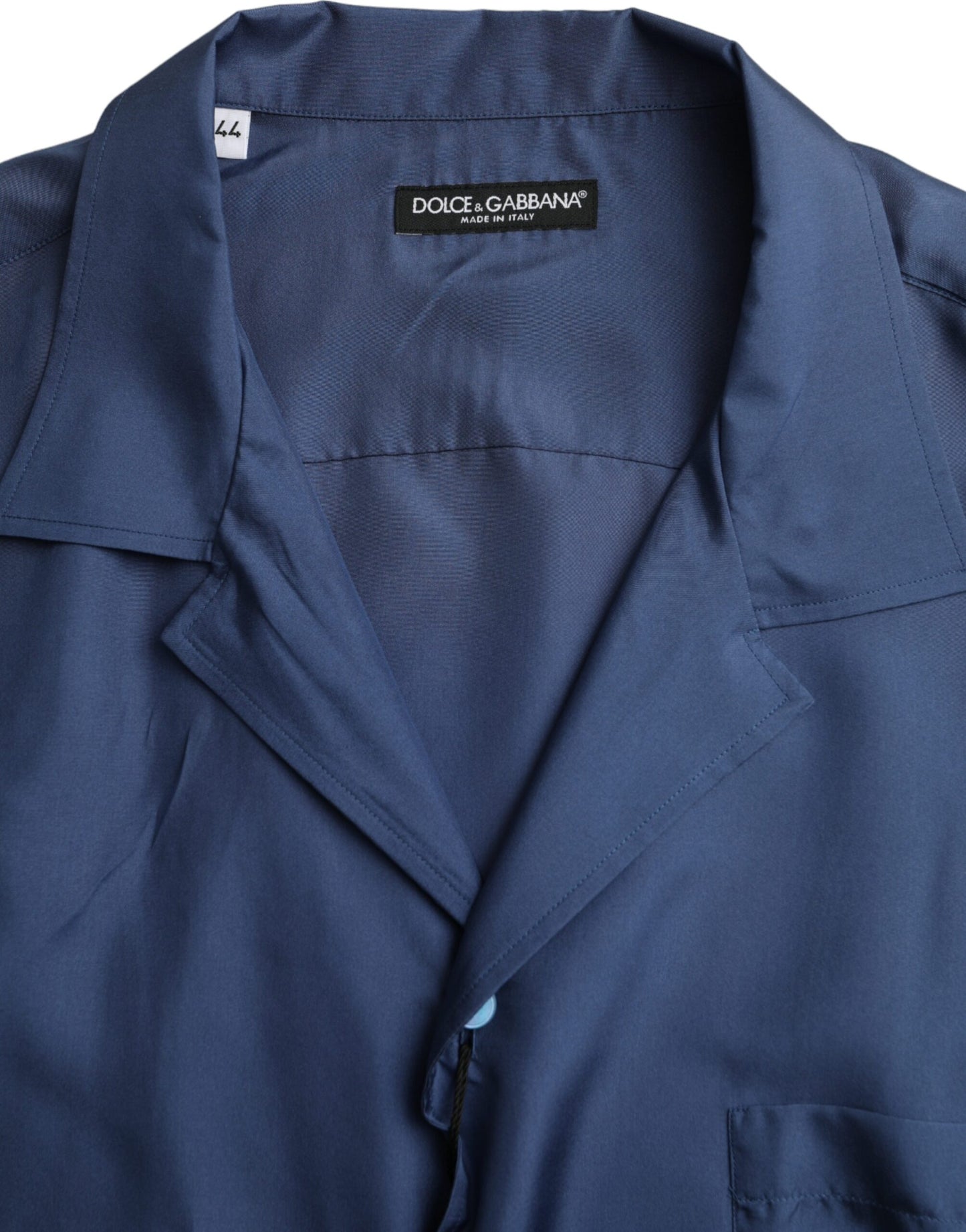 Blue Silk Long Sleeve Lounge Casual Shirt - The Luxe Alliance