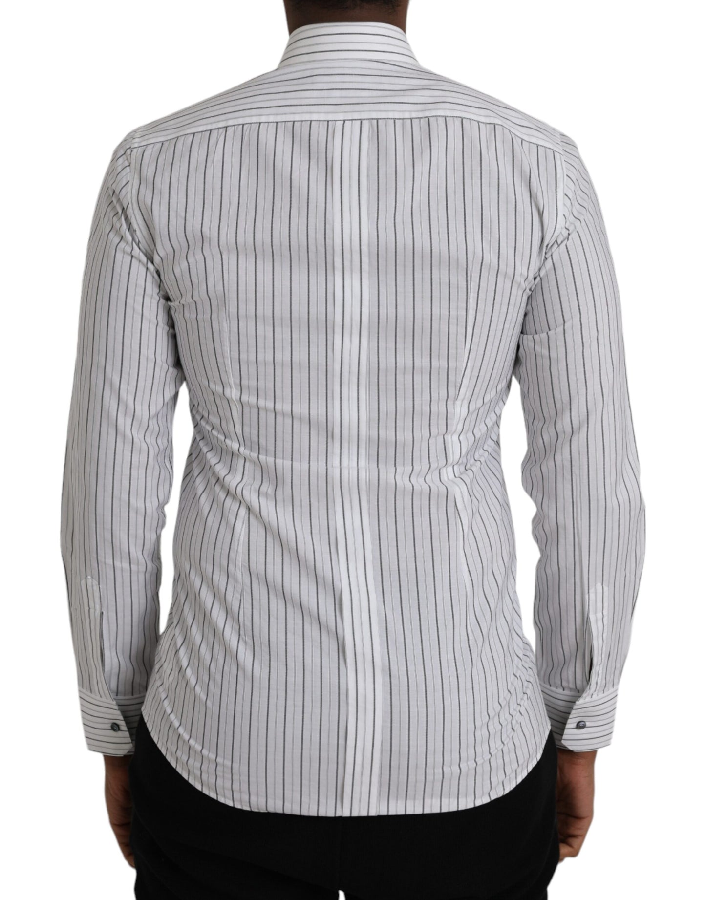 Black White Striped Formal Dress GOLD Shirt - The Luxe Alliance