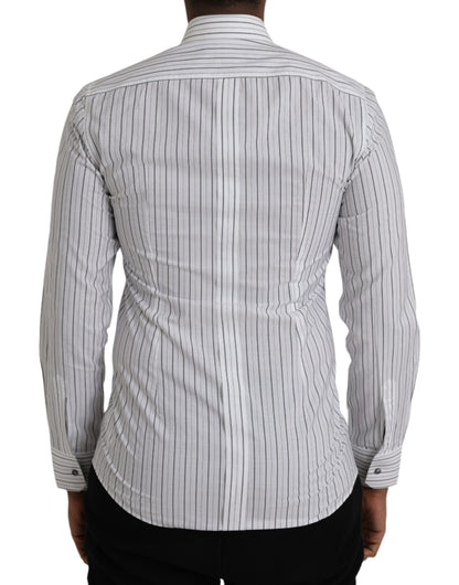 Black White Striped Formal Dress GOLD Shirt - The Luxe Alliance