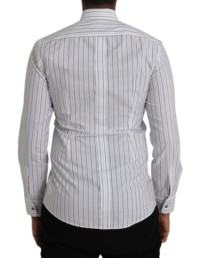 Black White Striped Formal Dress GOLD Shirt - The Luxe Alliance