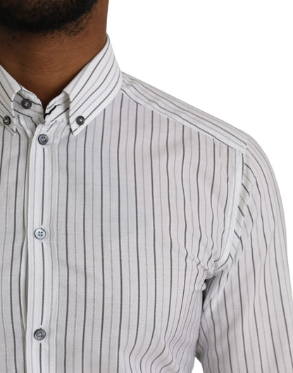 Black White Striped Formal Dress GOLD Shirt - The Luxe Alliance
