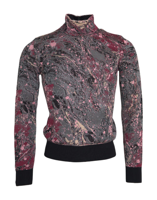 Multicolor Graphic Turtle Neck Men Sweater - The Luxe Alliance