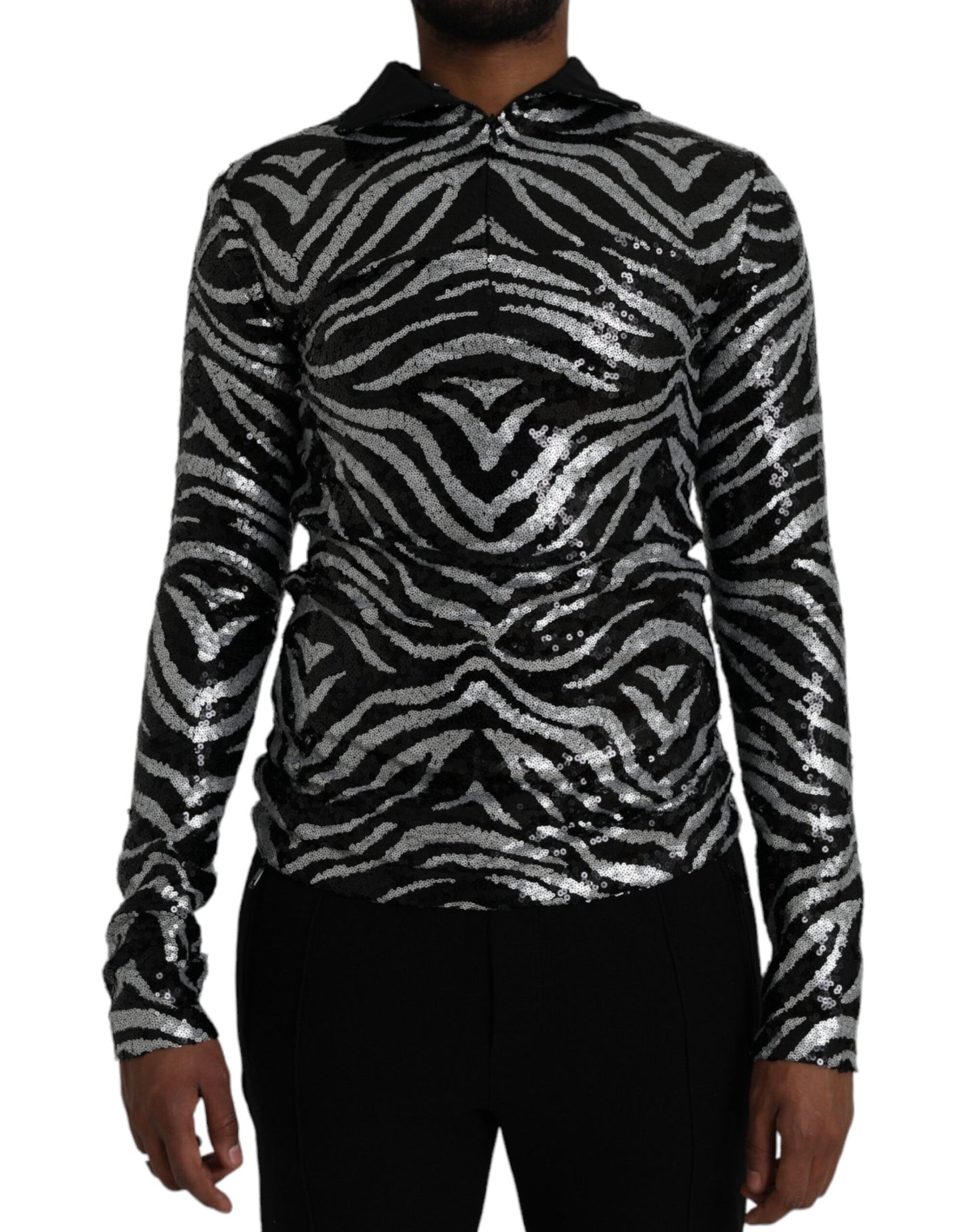 Black & Silver Sequined Men's Sweater - The Luxe Alliance