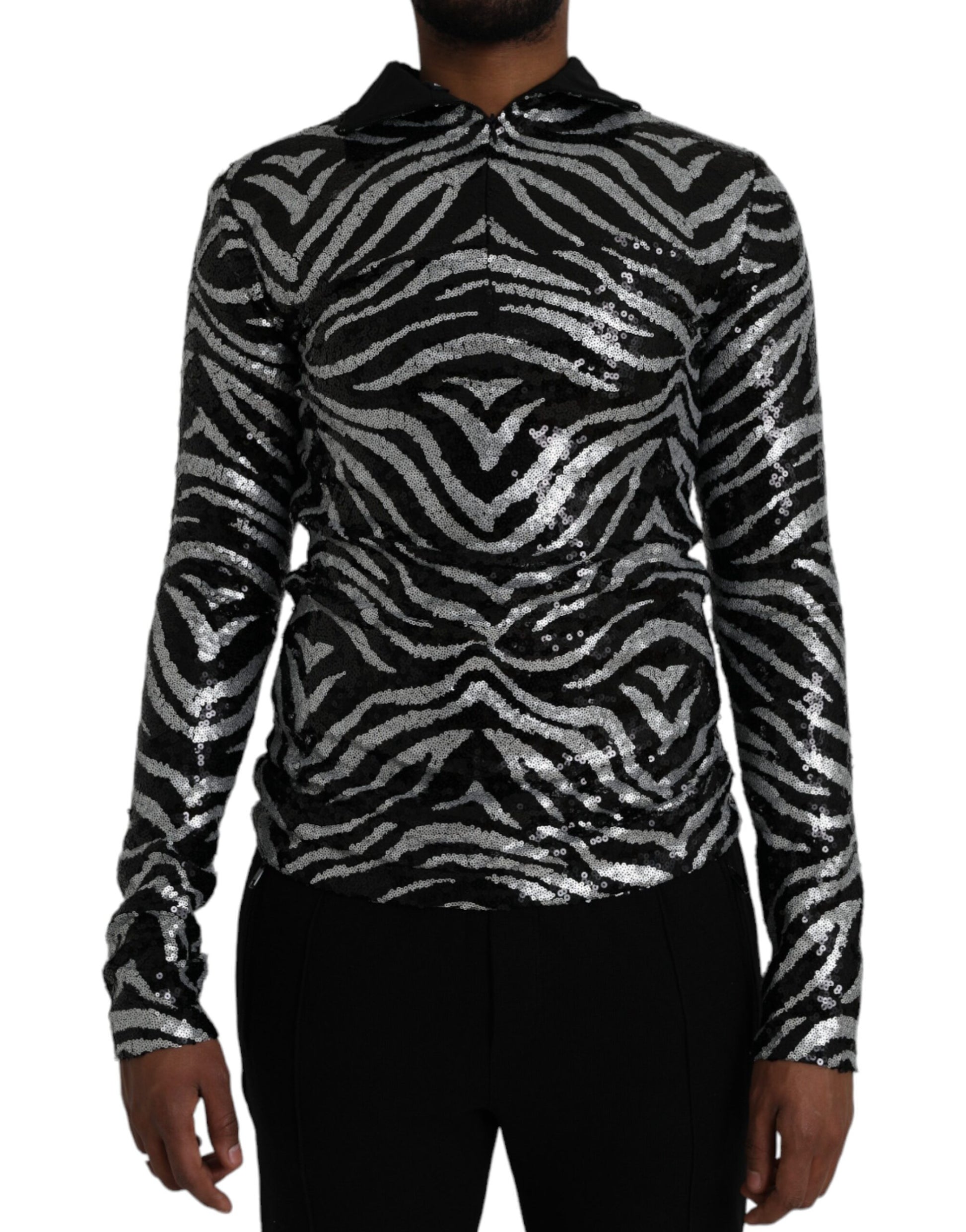 Black & Silver Sequined Men's Sweater