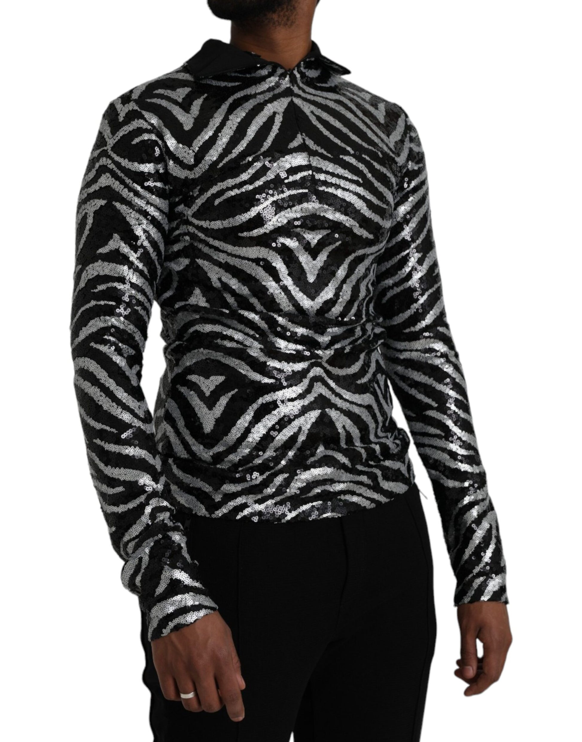 Black & Silver Sequined Men's Sweater