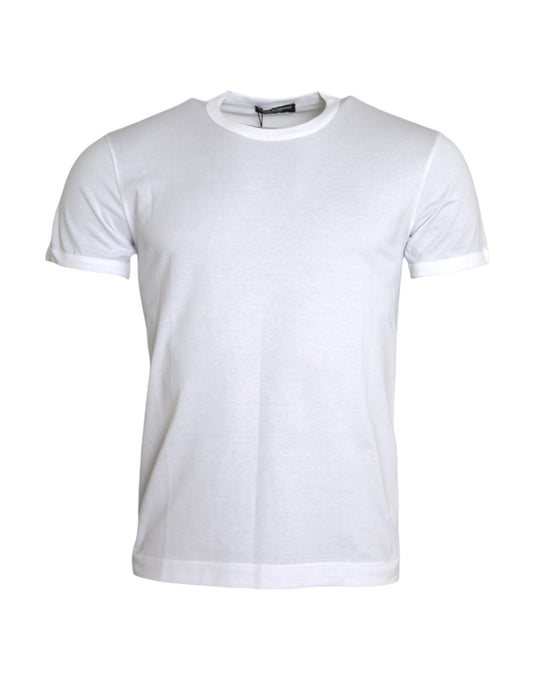 White Cotton Round Neck Short Sleeve T-shirt - The Luxe Alliance