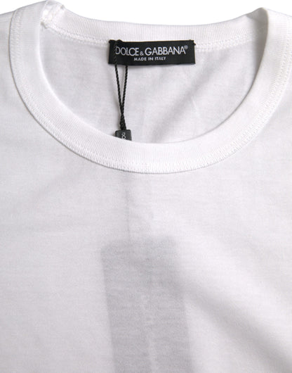 White Cotton Round Neck Short Sleeve T-shirt - The Luxe Alliance